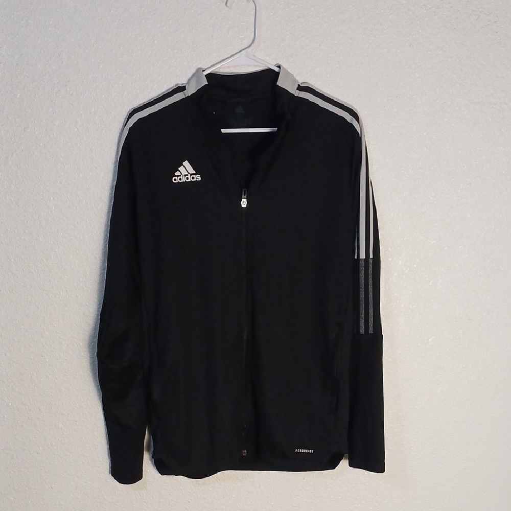 Adidas Black Track Jacket with White Stripes